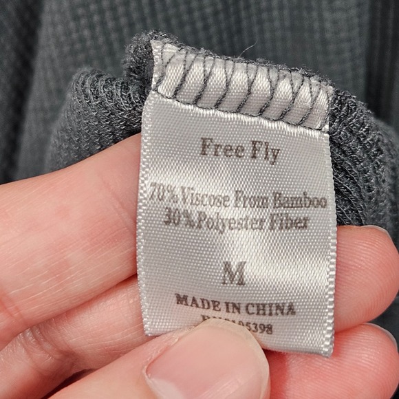 Free Fly Bamboo Lightweight Hoodie Mens Medium Green Waffle Kit Henley Fishing - Picture 8 of 9